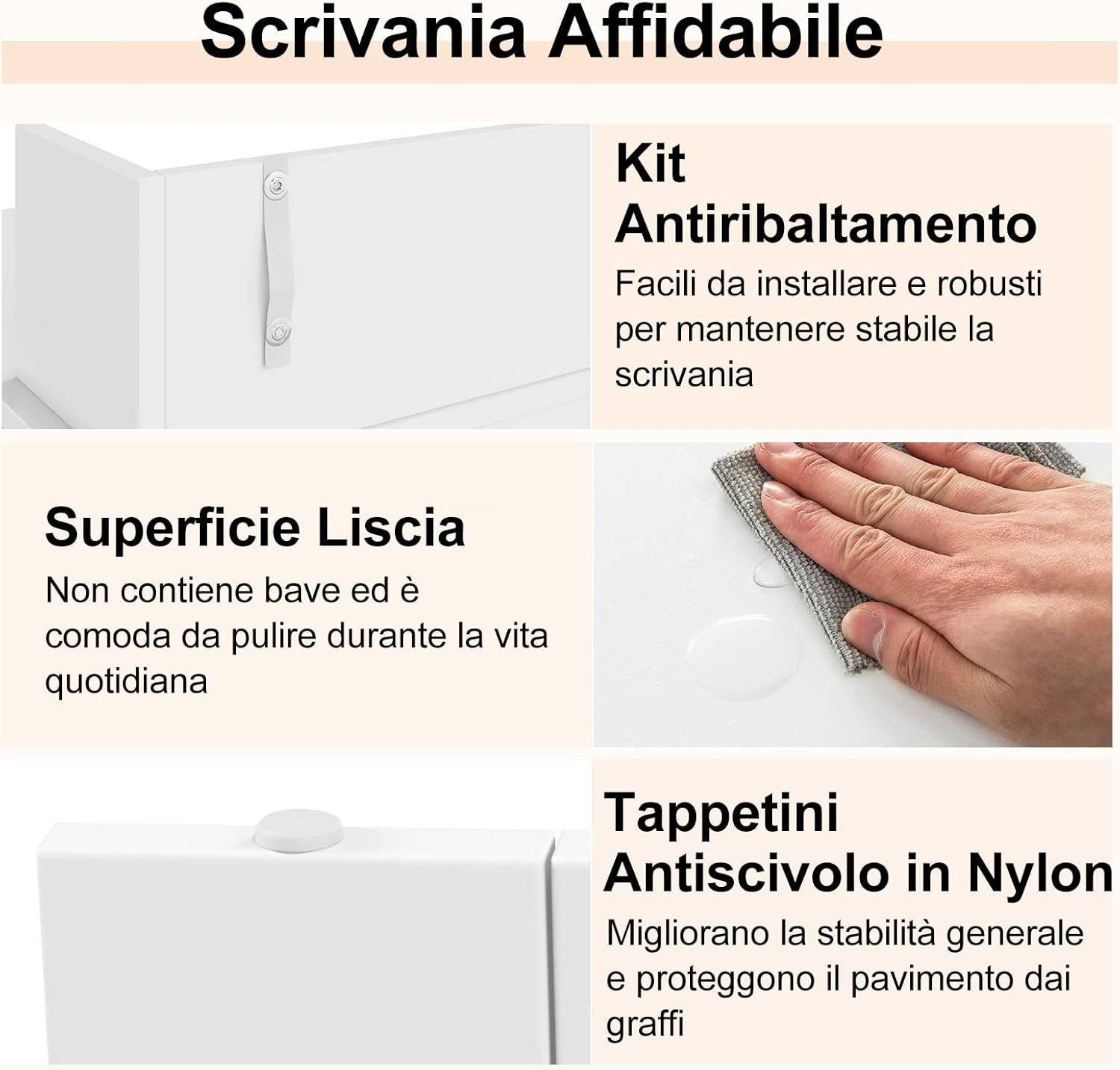 Scrivania per Computer, Scrivania con 2 Librerie, Ripiano e Kit di Antiribaltamento, Scrivania Salvaspazio da Ufficio, Studio, Soggiorno e Camera da Letto, 120 x 54 x 90 cm, Bianco