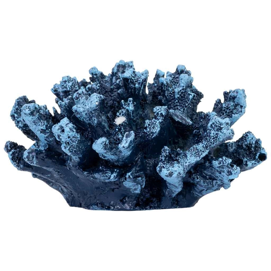 Figura decorativa in resina blu a forma di corallo, 10x9x6h cm