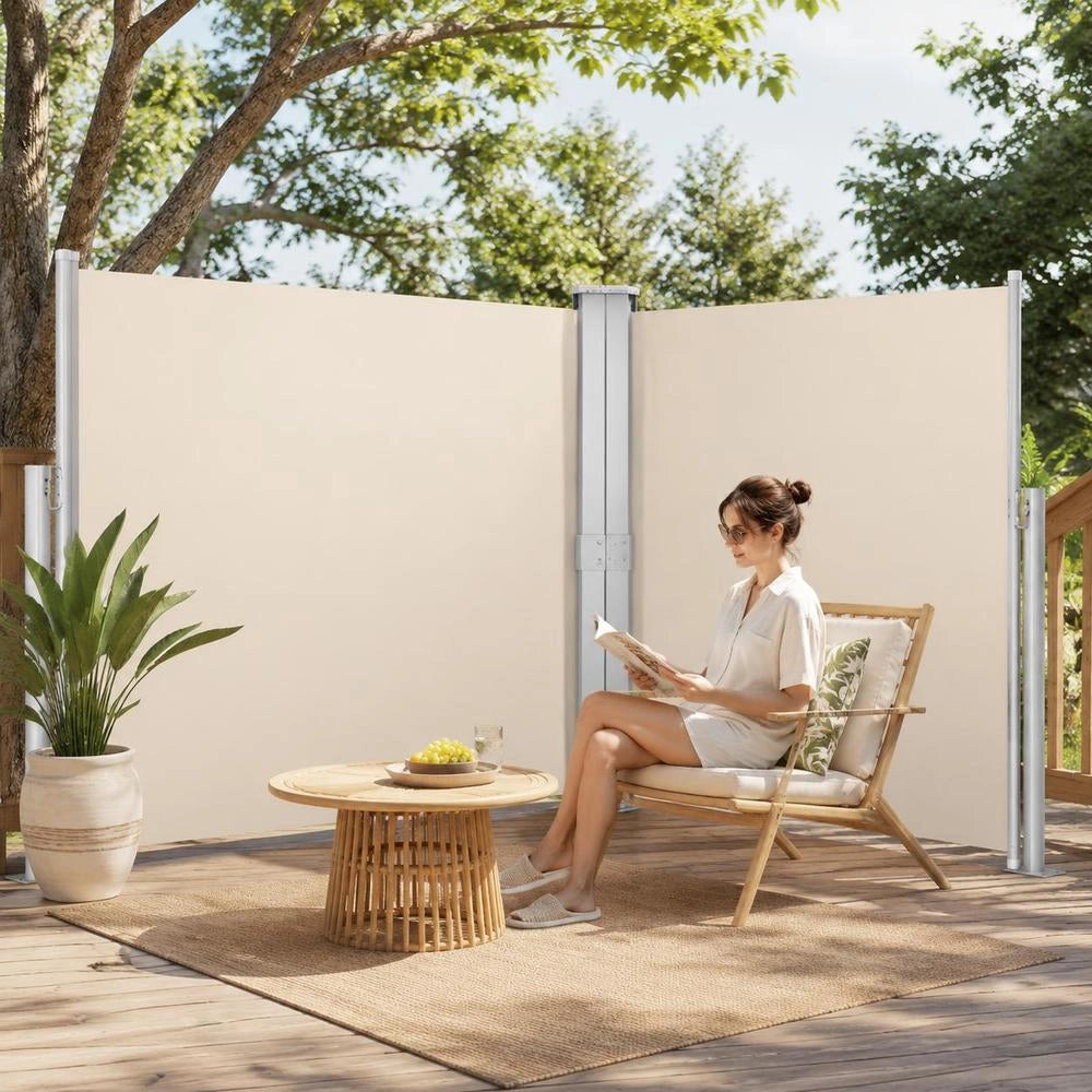 Extendable Side Awning, Cream, 140 X 600 Cm