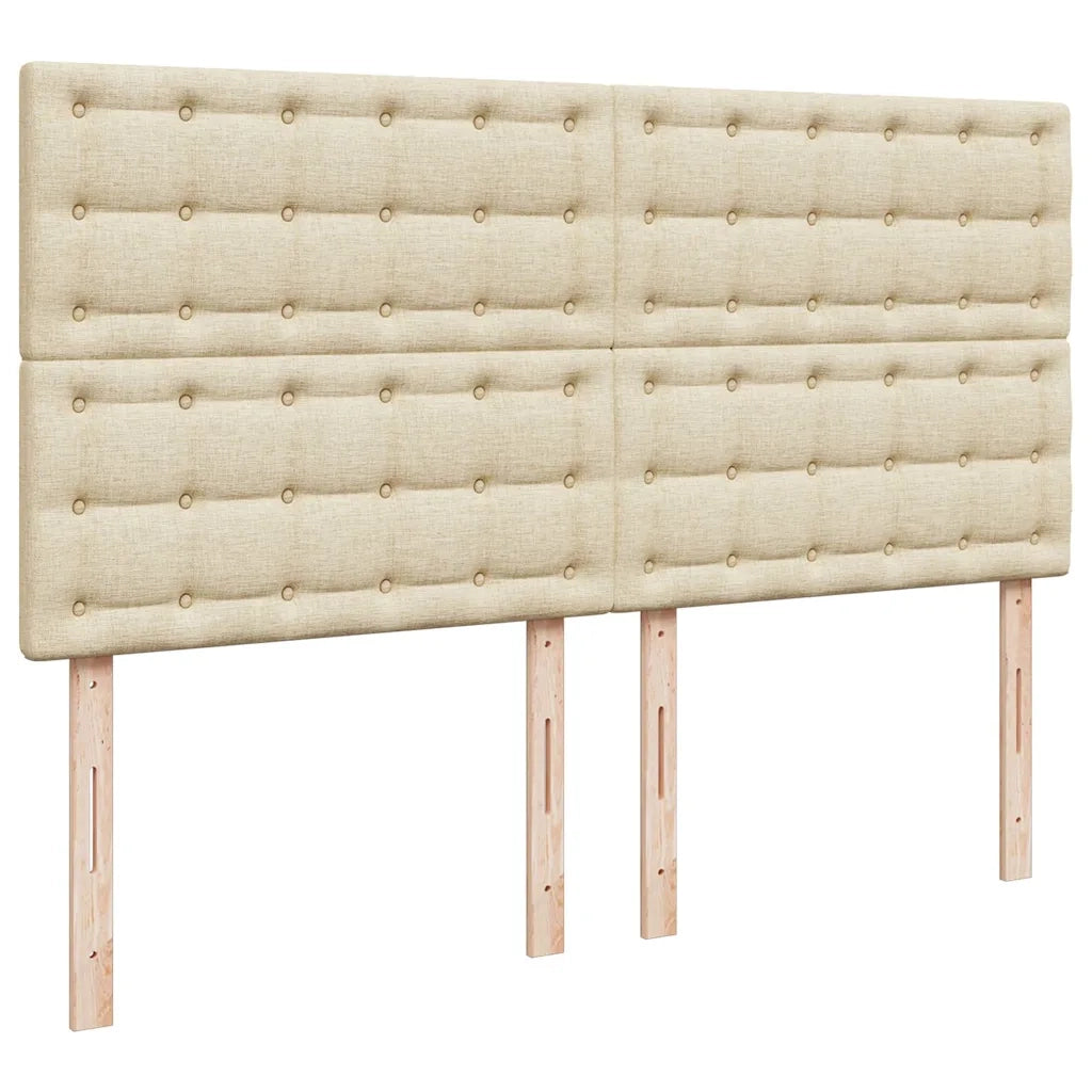 Struttura Letto Pouf con Materassi Crema 200x200 cm in Tessuto 3314202