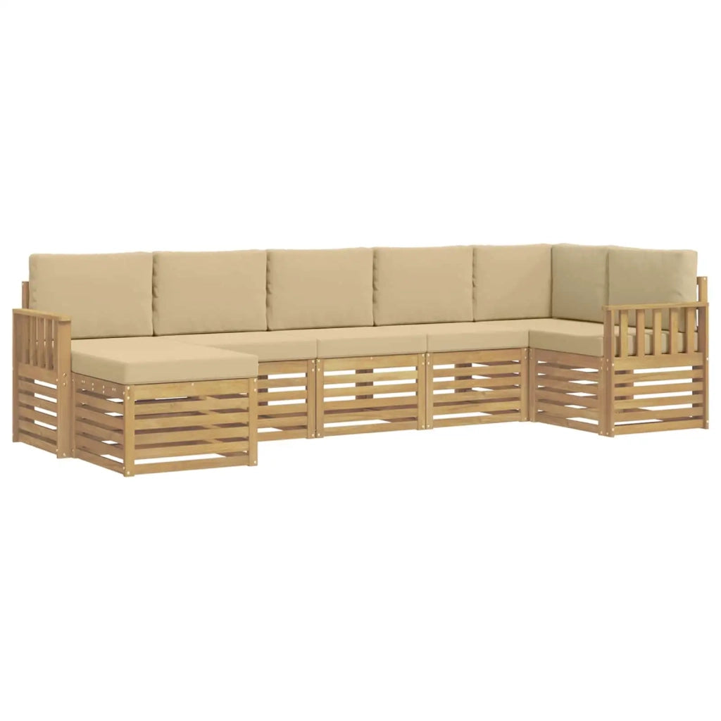 Set di divani da esterno 6 pcs Bianco e Beige