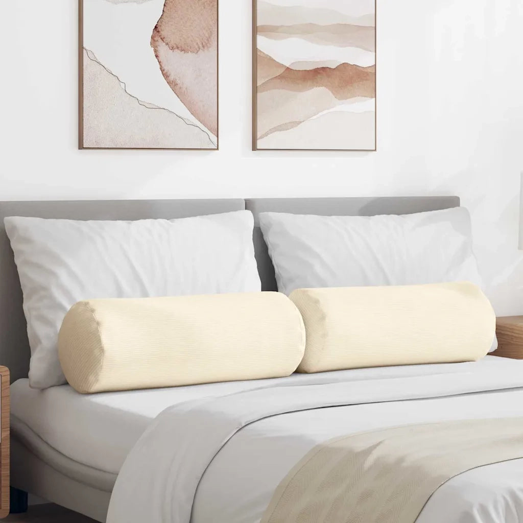 Cuscini a rullo 2 pz | Cuscini per sedie Crema ? 25 x 70 cm Tessuto in Cords
