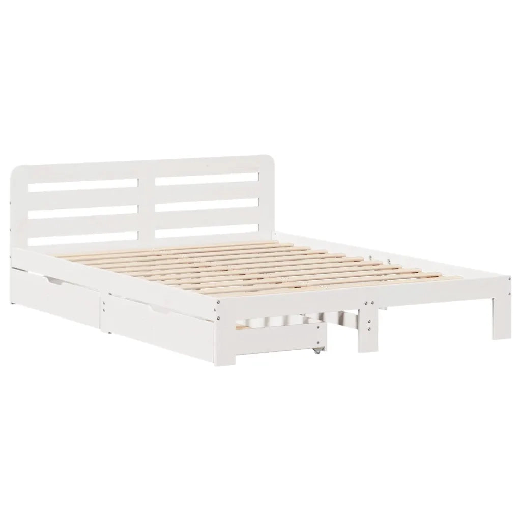 Letto senza Materasso Bianco 140x190 cm Legno Massello di Pino 3309873