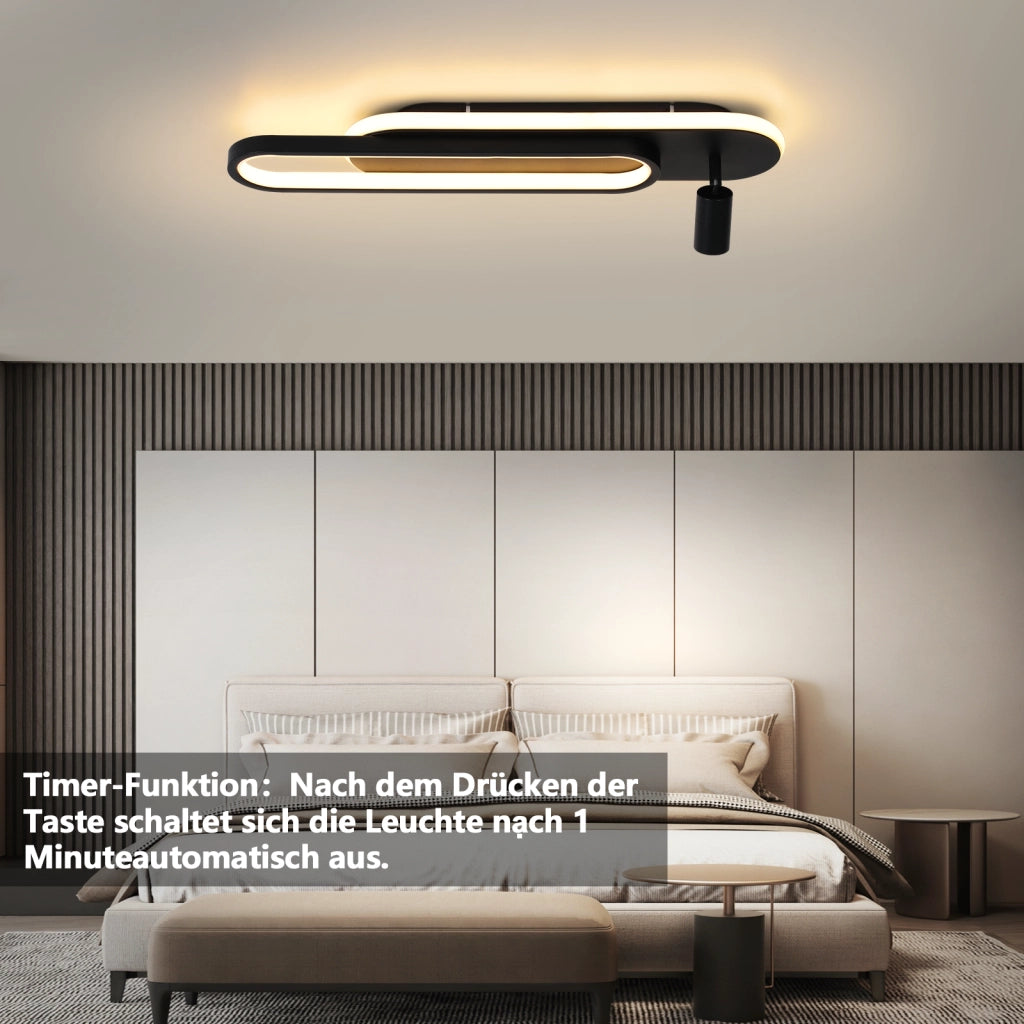 ZMH Lampada da soffitto plafoniera LED 46W nera dimmerabile con 1 faretto telecomando per soggiorno