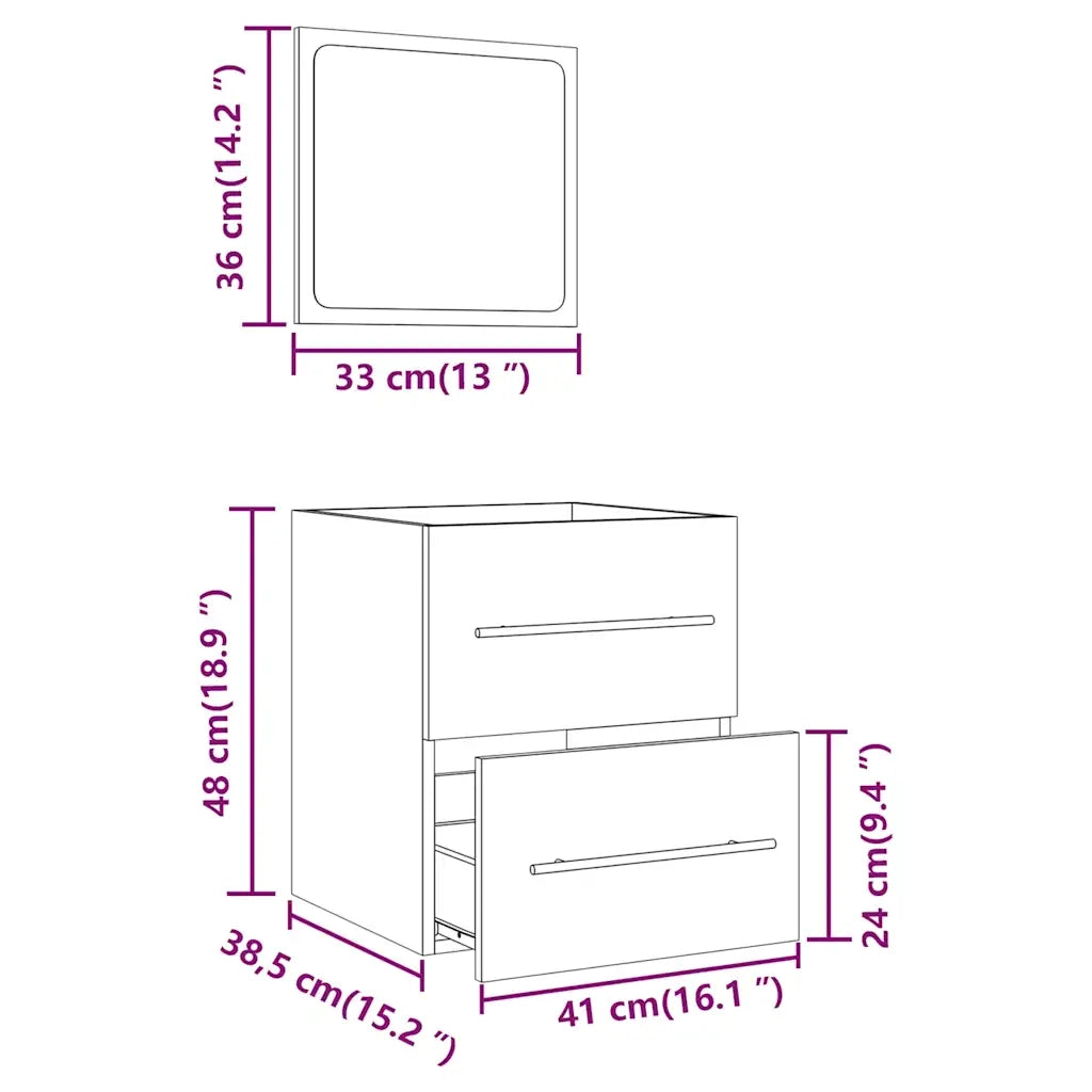Mobile da Bagno con Specchio Rovere Fumo 41x38,5x48 cm 820469