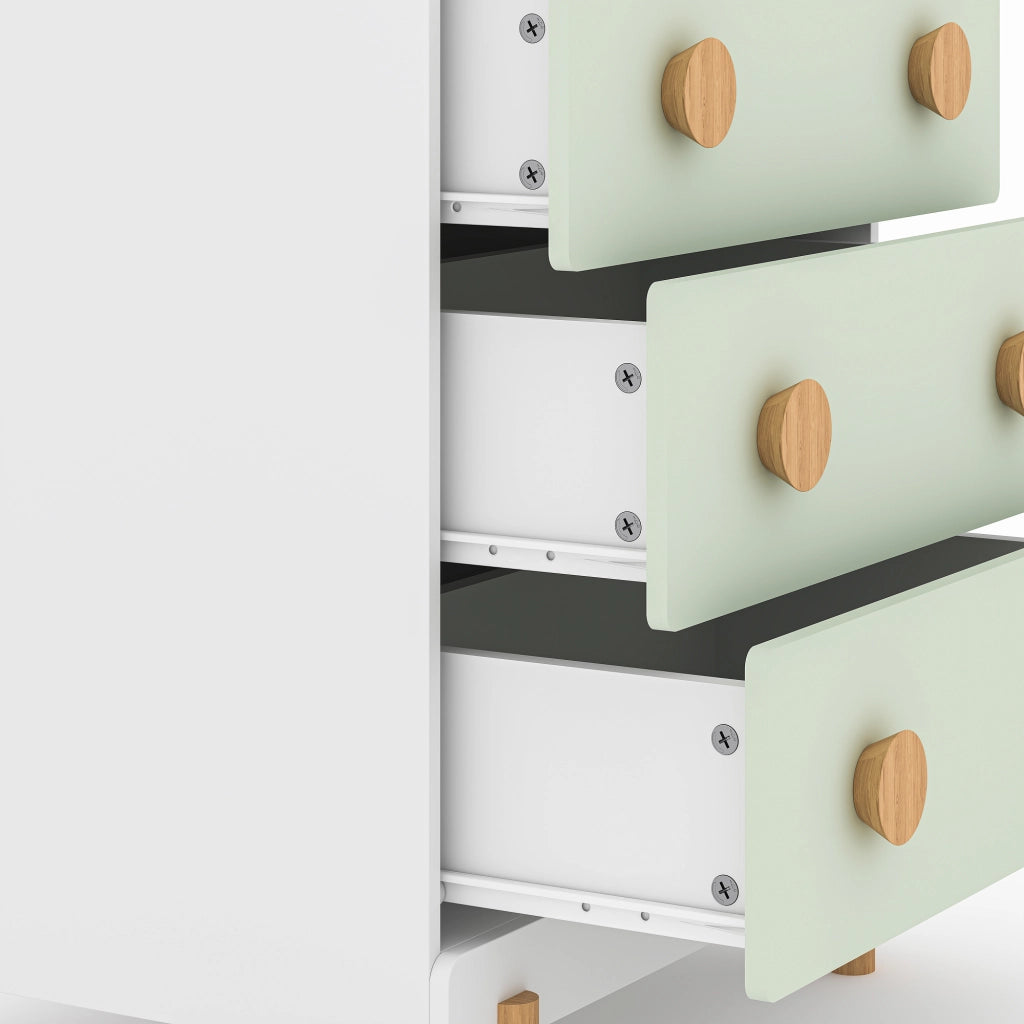 Cassettiera Vaarentaa per Cameretta con 3 Cassetti 66x55x41 cm - Bianco/Verde Menta [en.casa]