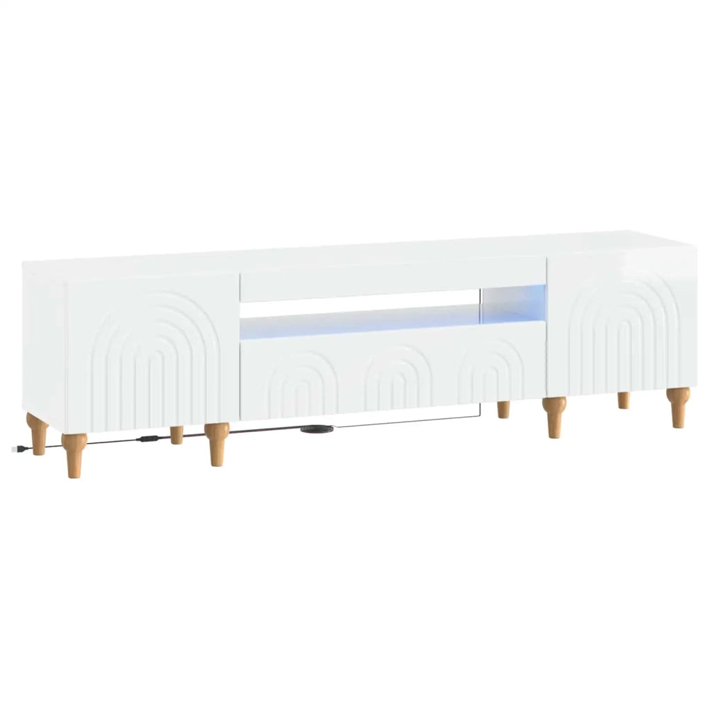 Mobile TV LED Bianco Lucido Legno ingegnerizzato 896249