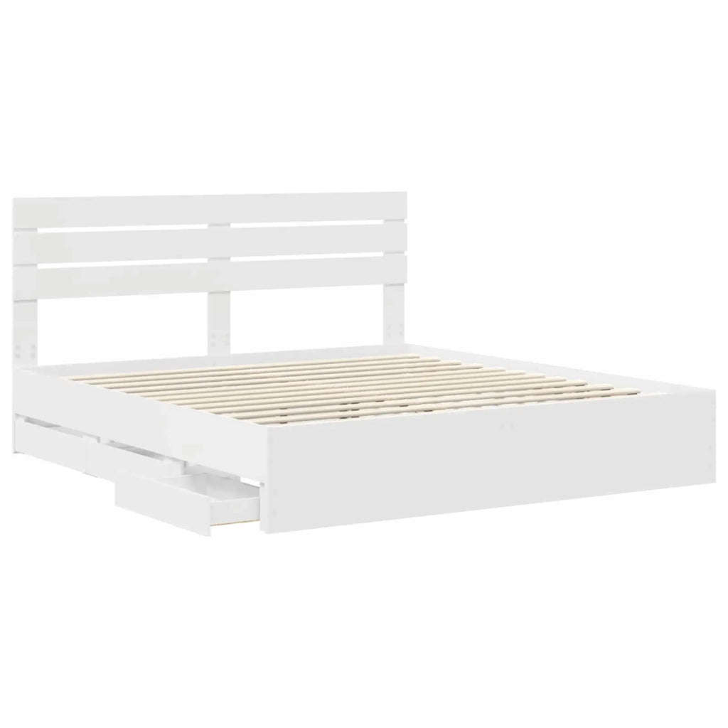 Struttura del letto Bianco 200 x 200 cm Legno Ingegnerizzato