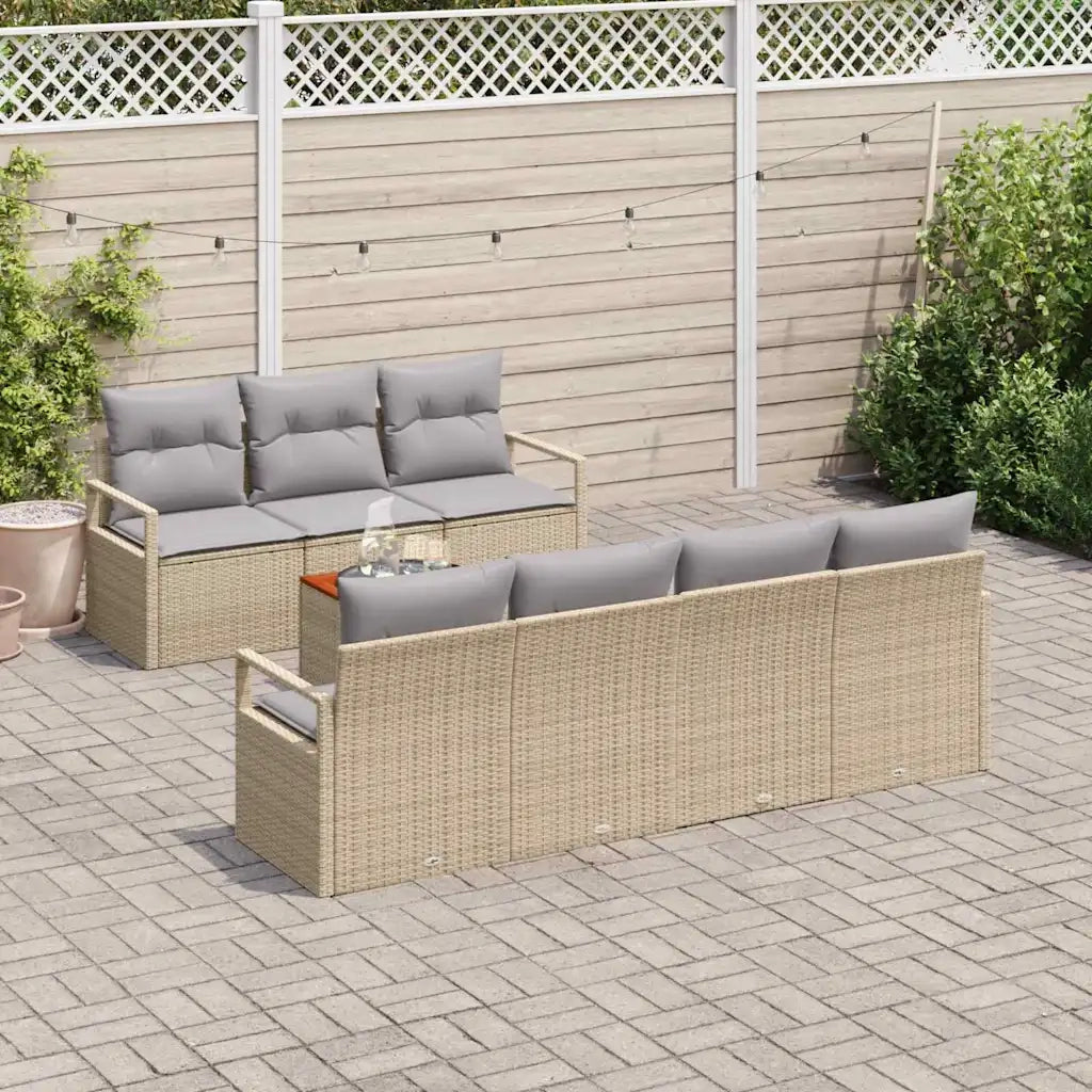 Set Divano da Giardino con cuscino 8 pcs Beige polyrattan 3347665