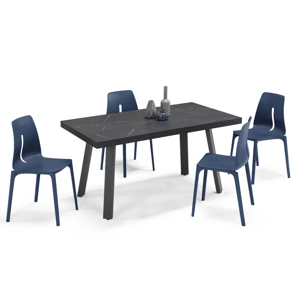 Tavolo allungabile da pranzo Pietra Nera 145x85 modello MIRO’ fino a 195 CM per sala da pranzo, cucina e soggiorno, design moderno con top in melaminico
