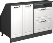 Set di mobili sottotetto Rion, Bianco casa di campagna, 120 cm Set di 2 carcasse armadio profondità 60 cm, adatto per il salvaspazio sotto tetti spioventi