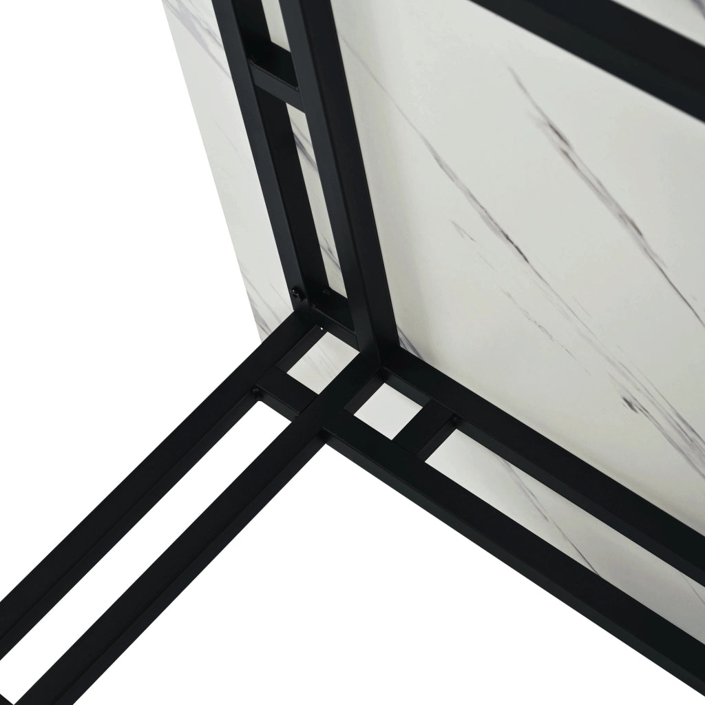 Tavolo da pranzo moderno 120 cm in MDF; con gambe in metallo nero; bianco e nero