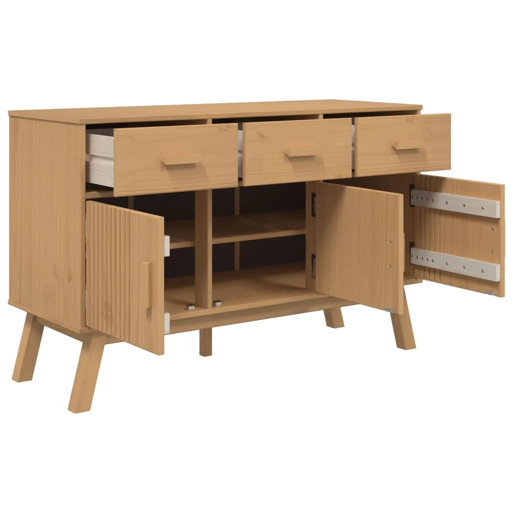Buffet credenza cassettiera armadio mobile contenitore organizer per cucina soggiorno salotto 114 x 43 x 73,5 cm legno massello di pino marrone 02_0036179