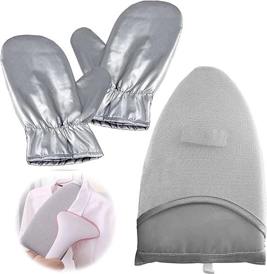 Strijkmaniche per capi d'abbigliamento + tavolo da stirare maniche anti-vapore impermeabili resistenti al calore protettive per stiratura capi d'abbigliamento per tavolo da stirare per capi d'abbigliamento da cucina in acciaio inox (a punta)