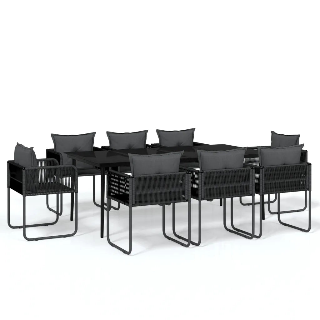 Set da Pranzo per Giardino 9 pz con Cuscini Nero cod mxl 48773