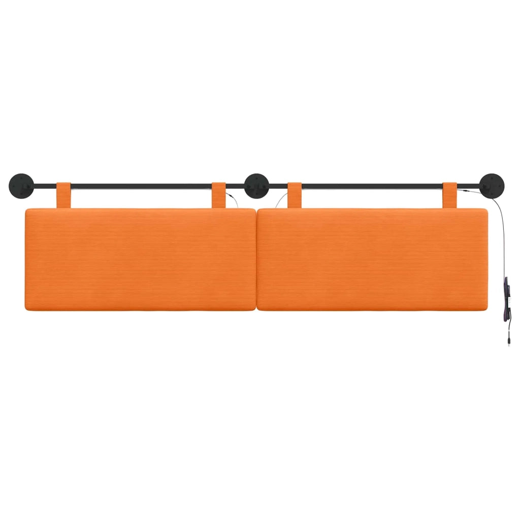Testiera sospesa Con luce LED Arancione Tessuto in Cords 3424324