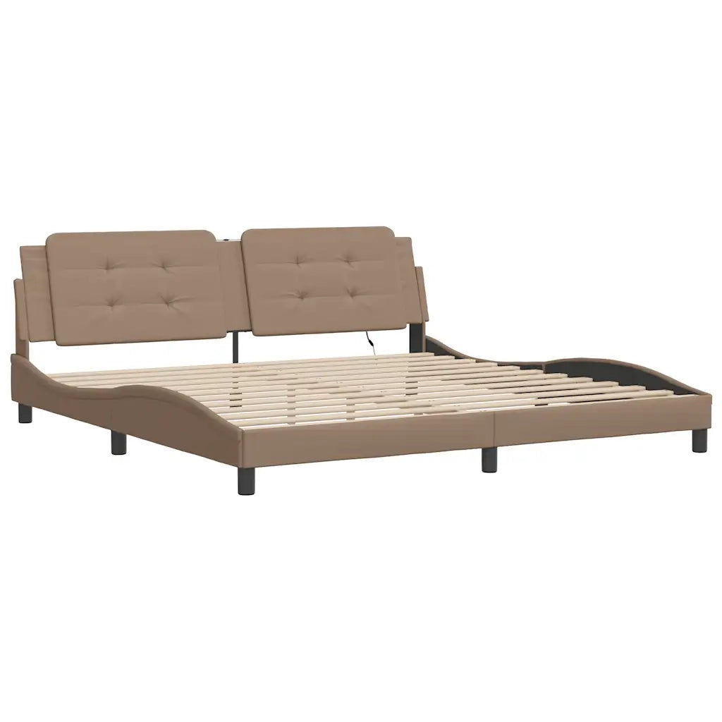 Giroletto con Luci LED Cappuccino 200x200 cm in Similpelle