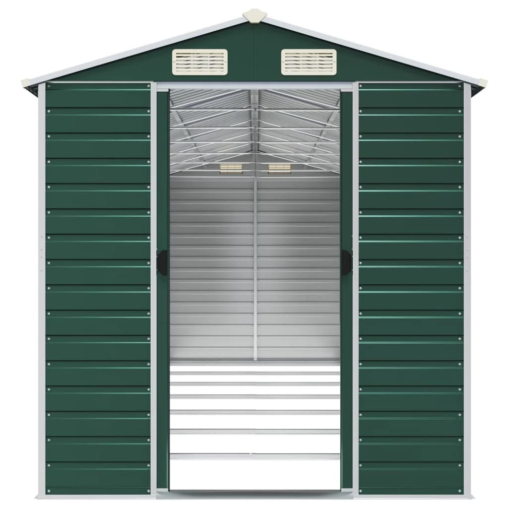 Casetta da giardino cabina ripostiglio casetta da esterno robusta casetta per attrezzi 191 x 640 x 198 cm acciaio zincato verde 02_0022353