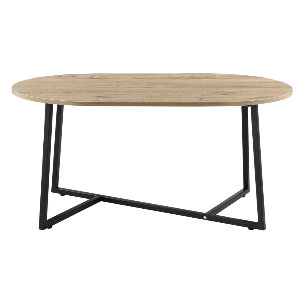 Tavolino Basso da Salotto Valdemarsvik con Piano Ovale - Effetto Rovere [en.casa]