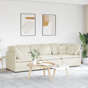 Divano Modulare con Cuscini in Velluto Crema 3321286