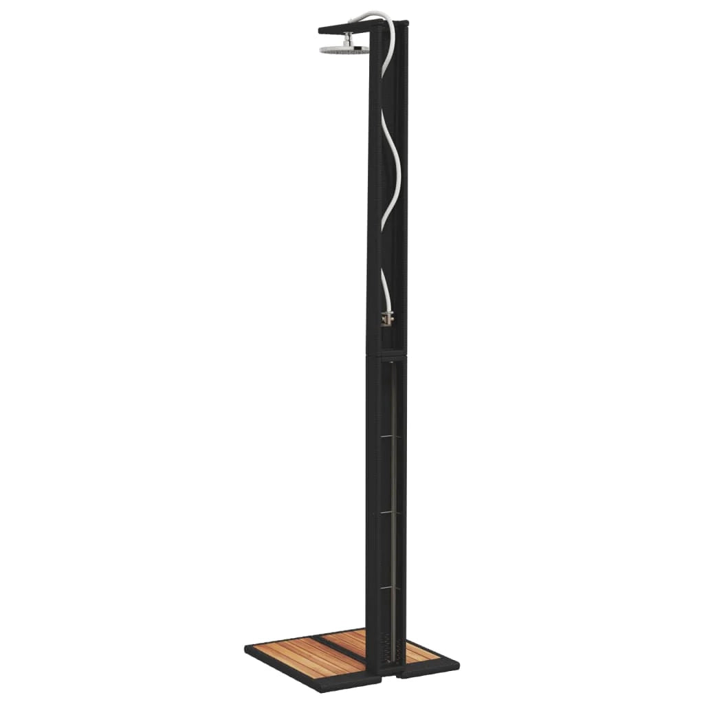 Doccia da esterno 50 x 55 x 224 cm resina intrecciata legno di acacia Nero 02_0042018