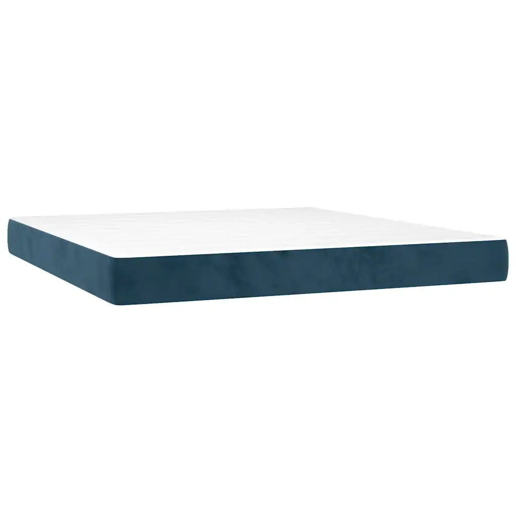 Letto a Molle con Materasso e LED Blu Scuro 160x200 cm