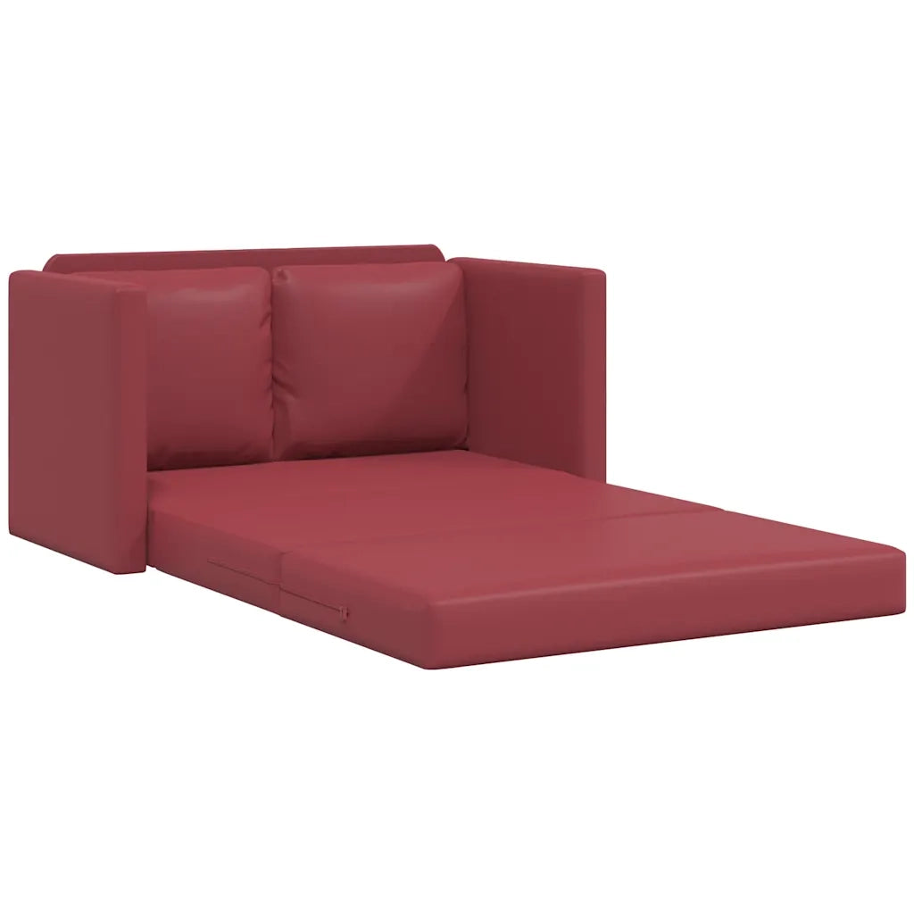 Divano Letto da Terra 2 in 1 Rosso Vino 112x174x55cm Similpelle