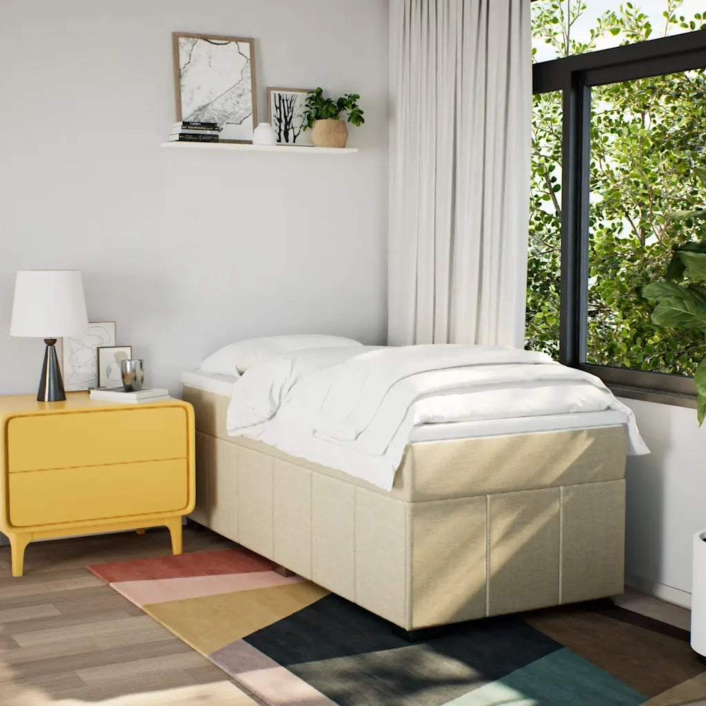 Giroletto a Molle con Materasso Crema 100x200 cm in Tessuto 3285454