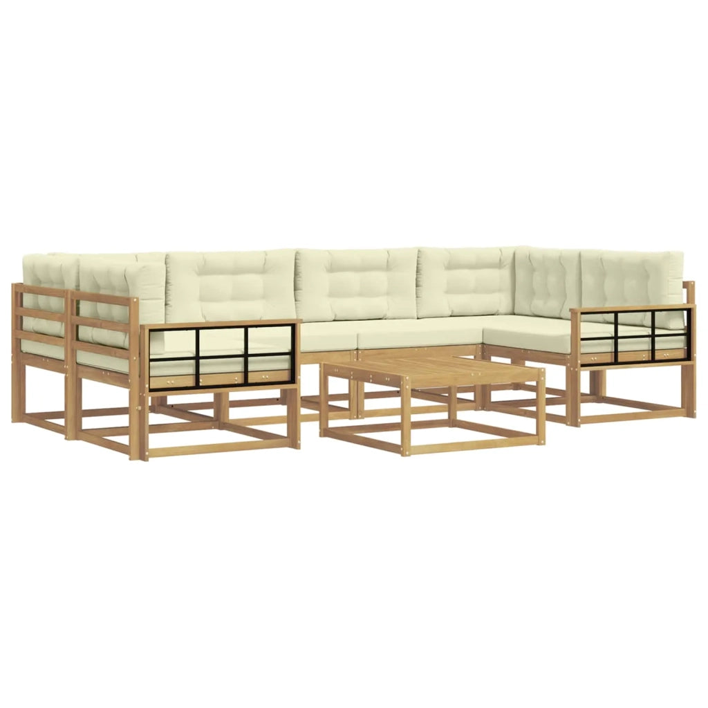 Set di divani da esterno con cuscino 5 pcs Bianco e Crema