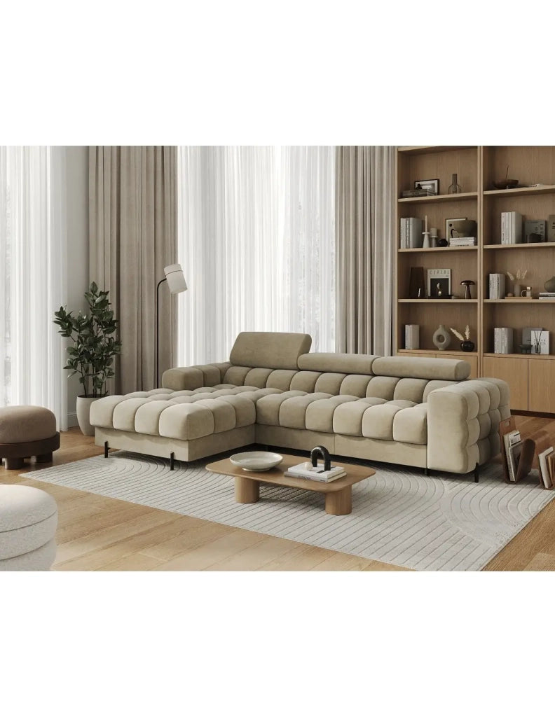Divano angolare sinistro convertibile Beige design elegante 285x99x181cm FILTRO