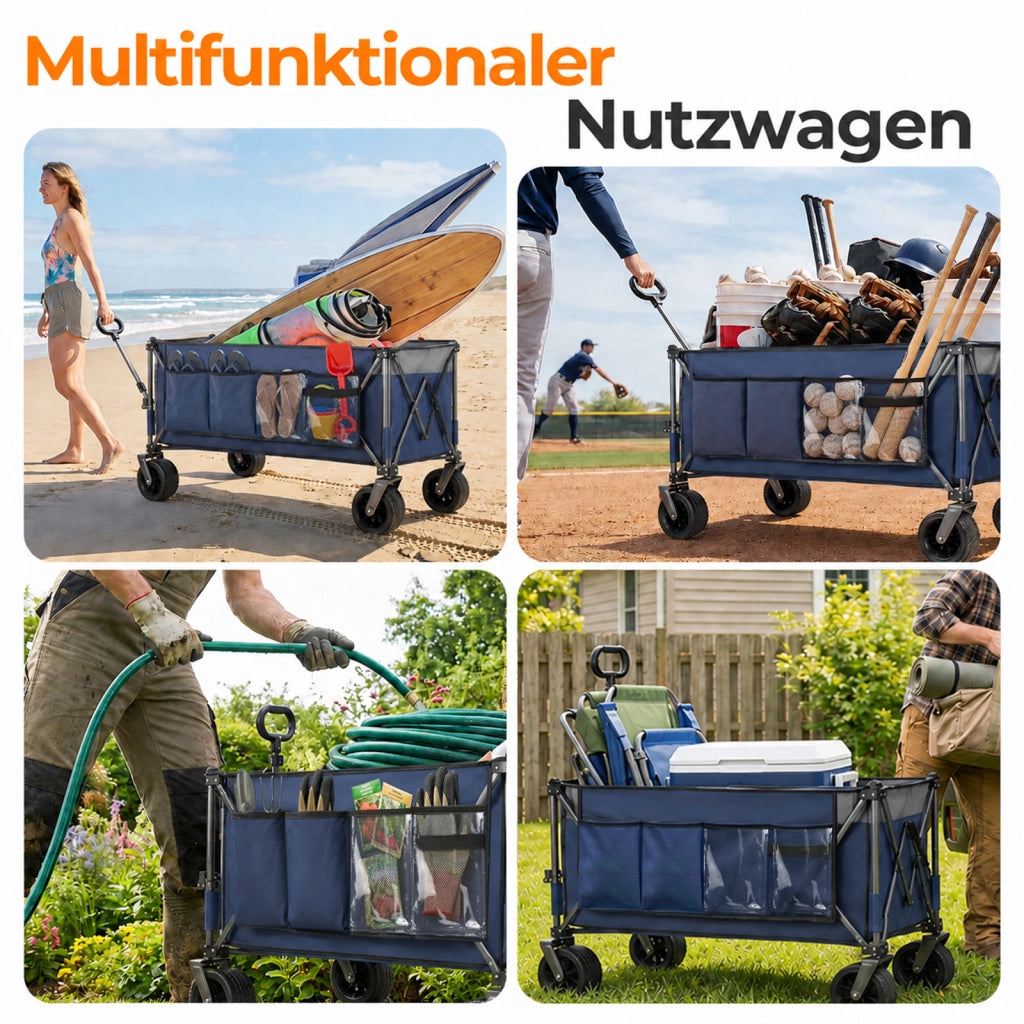 Carrello pieghevole extra capiente 120x57,5x44 cm, portata 250 kg, blu grigio