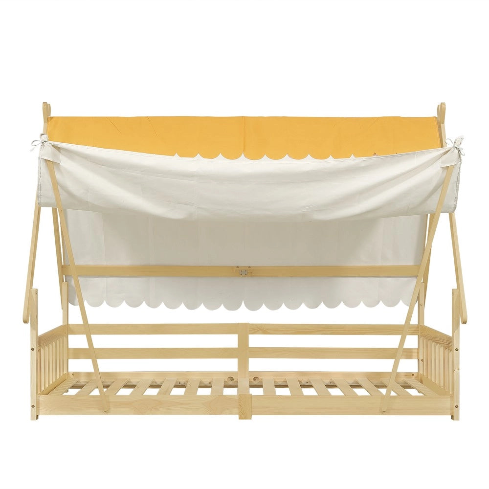 Letto Singolo per Bambini a Casetta ¨C MINIMAL ¨C Pino e Multistrato, 90x200, Naturale