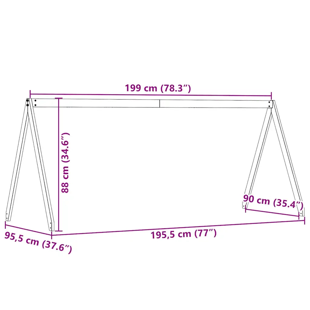 Tetto Letto Bambini Bianco 199x95,5x88 cm Legno Massello Pino
