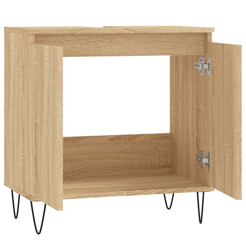 Mobiletto da bagno Sonoma in rovere ampio spazio contenitivo 58 x 33 x 60 cm stile industriale legno composito 02_0049023