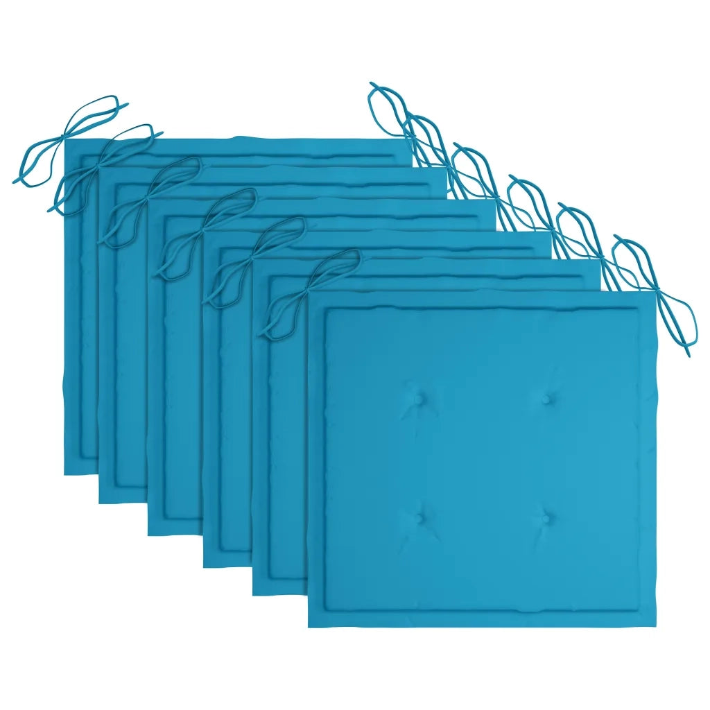 Sedie da Giardino con Cuscini Blu 6 pz in Massello di Teak 3065594