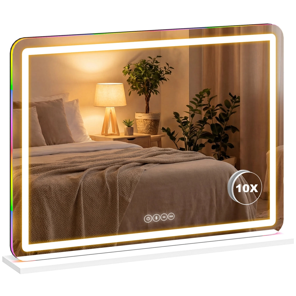 Specchio da bagno LED ¨C zephmum ¨C RGB, dimmerabile, 3 temperature, 80x60 cm, bianco