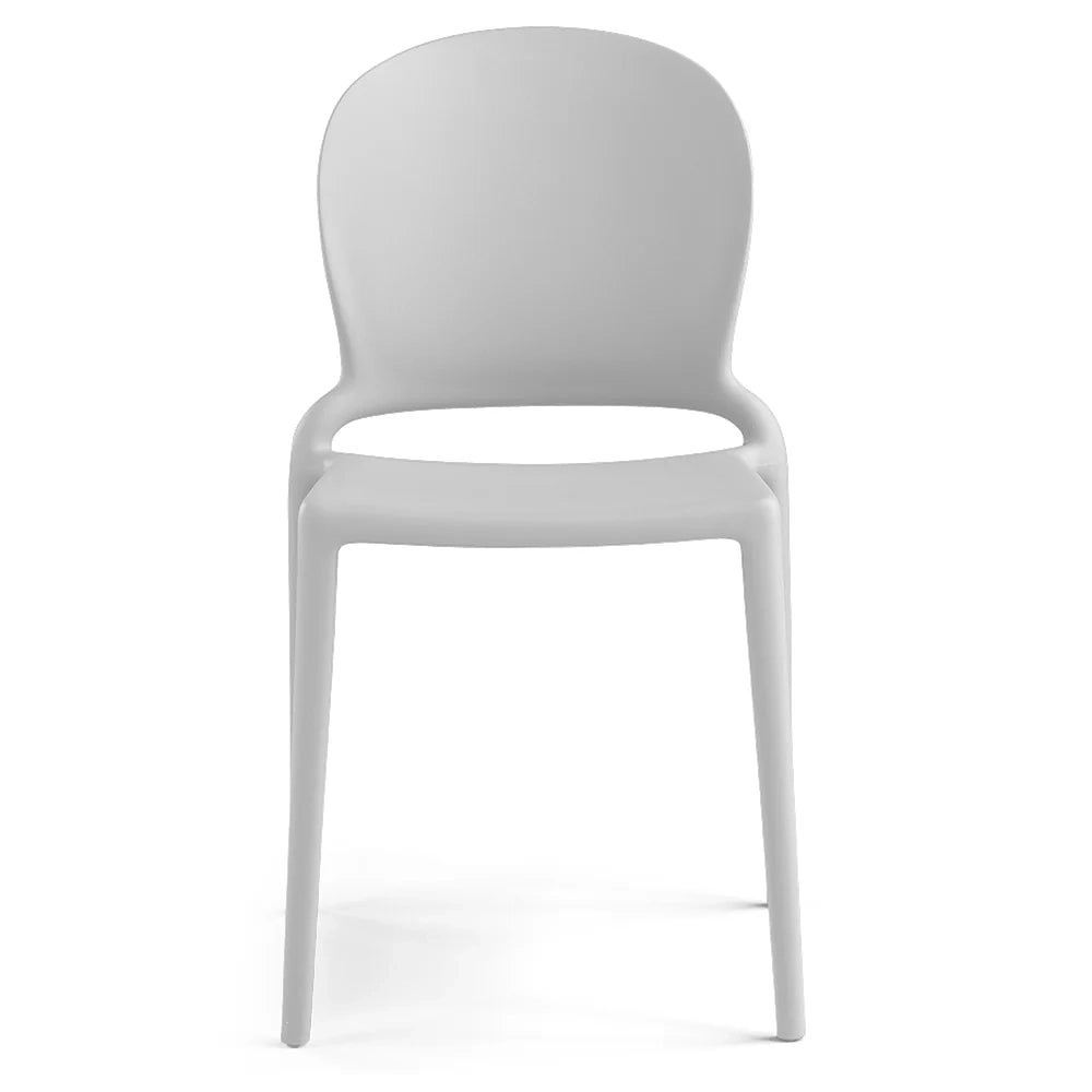 Set 4 sedie in polipropilene JASMINE, impilabile, resistente ai raggi UV, design moderno, ideale per sala da pranzo, cucina, sala d’attesa, bar, ristoranti o giardino colore Bianco