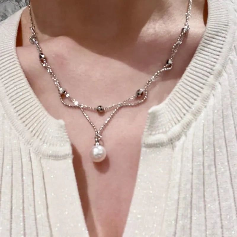 Collana di pizzo e perle fatta a mano, regalo di Natale per donna, regalo di compleanno