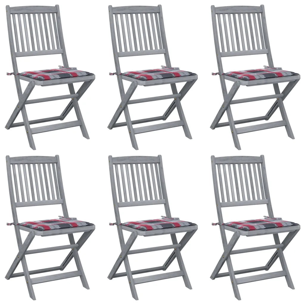 Sedie da Giardino Pieghevoli 6 pz con Cuscini Massello Acaciacod mxl 117650