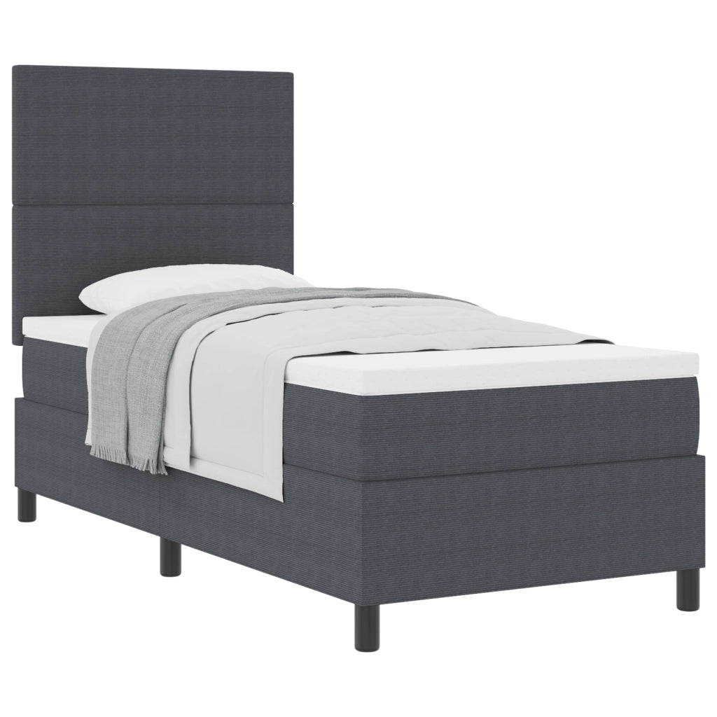 Letto con Box Spring e Materasso Grigio Scuro 100x200 cm Tessuto in Corduroy