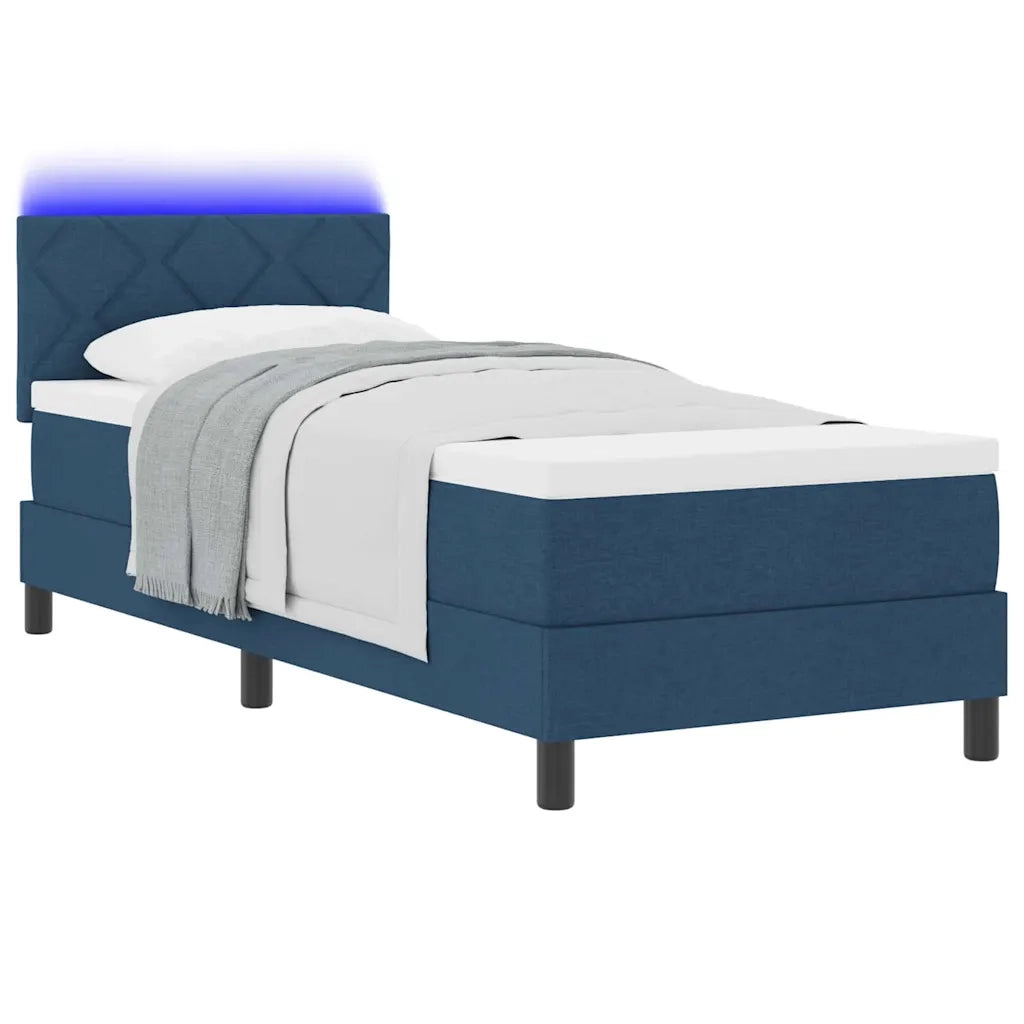 Letto a molle con materasso con led Blu 80 x 200 cm Tessuto