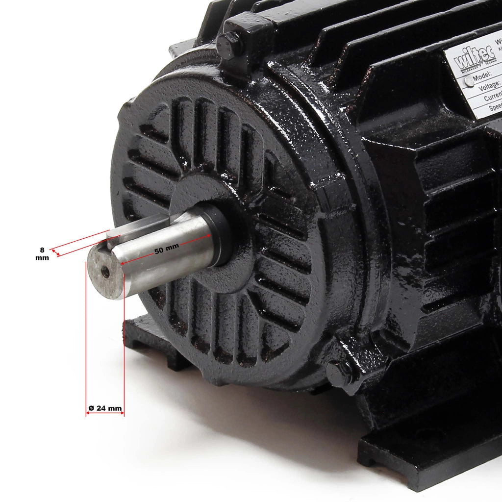Motore elettrico trifase asincrono, 400V, 2 poli 1,5 kW (2CV), avvolgimento in rame, montaggio B3
