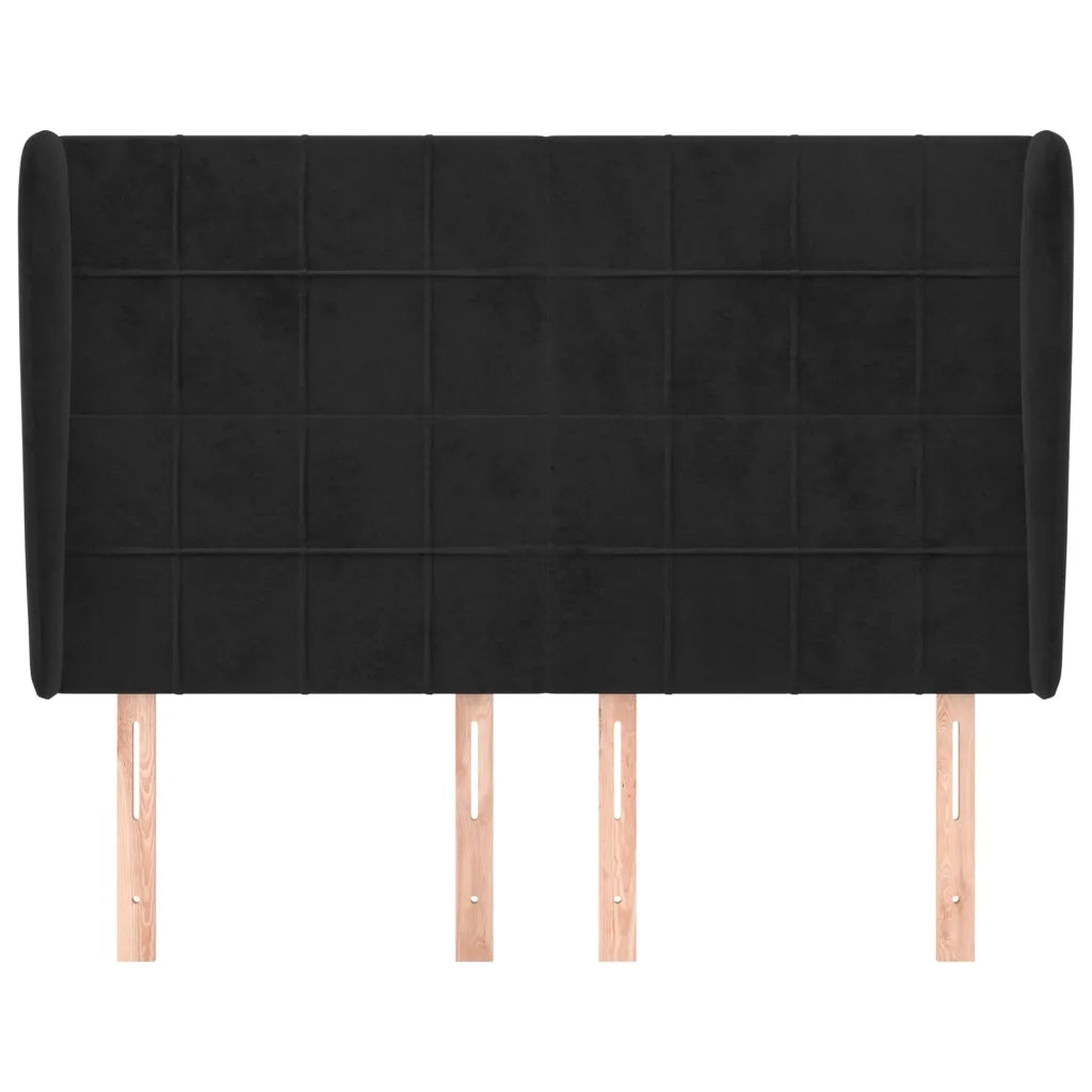 Testiera | Testata ad Orecchio Nera 147 x 23 x 118/128 cm in Velluto
