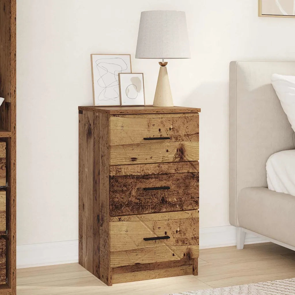 Comodino | Armadio da Notte | Mobiletto da notte con cassetto Legno vecchio 38 x 38 x 66 cm