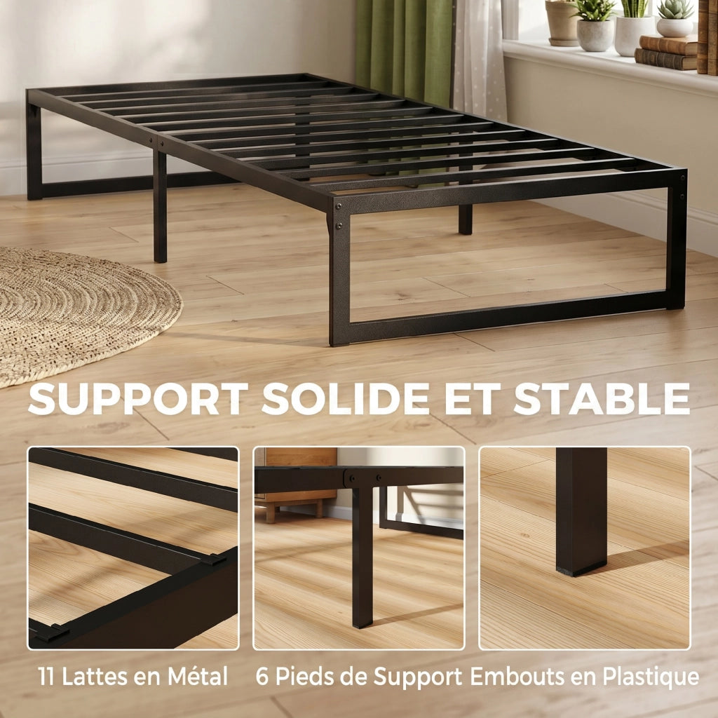 Letto singolo con contenitore ¨C Xylo ¨C 90x200 cm metallo nero con rete a doghe