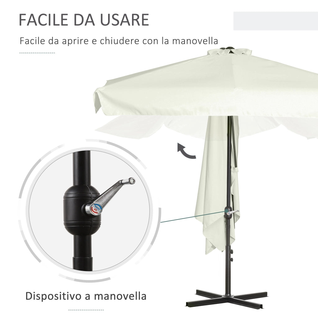Ombrellone Semicircolare da Parete ¨C zephmum ¨C Crema 250x230 cm