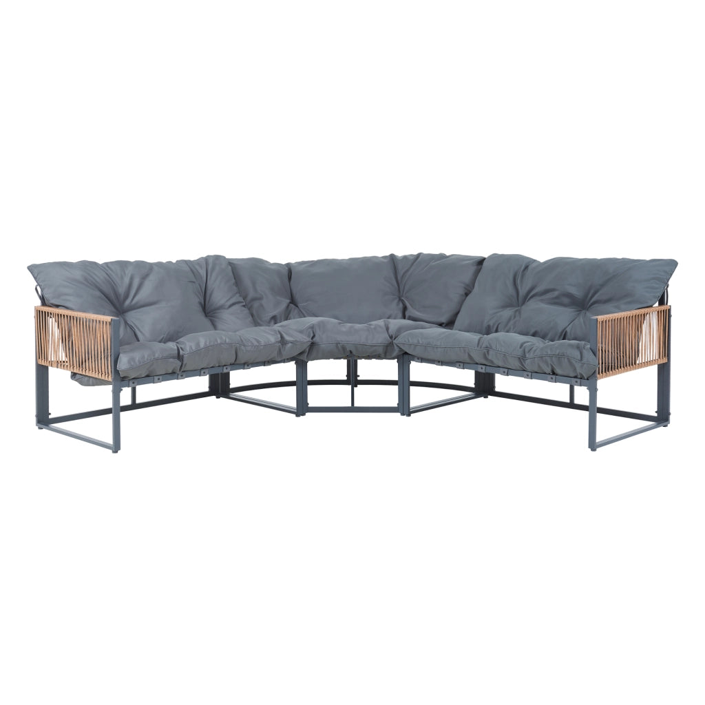Set Salottino per Esterno Karg Divano Modulare a 3 pezzi e Tavolino con Piano in SPC Rovere Mobili da Giardino - Grigio