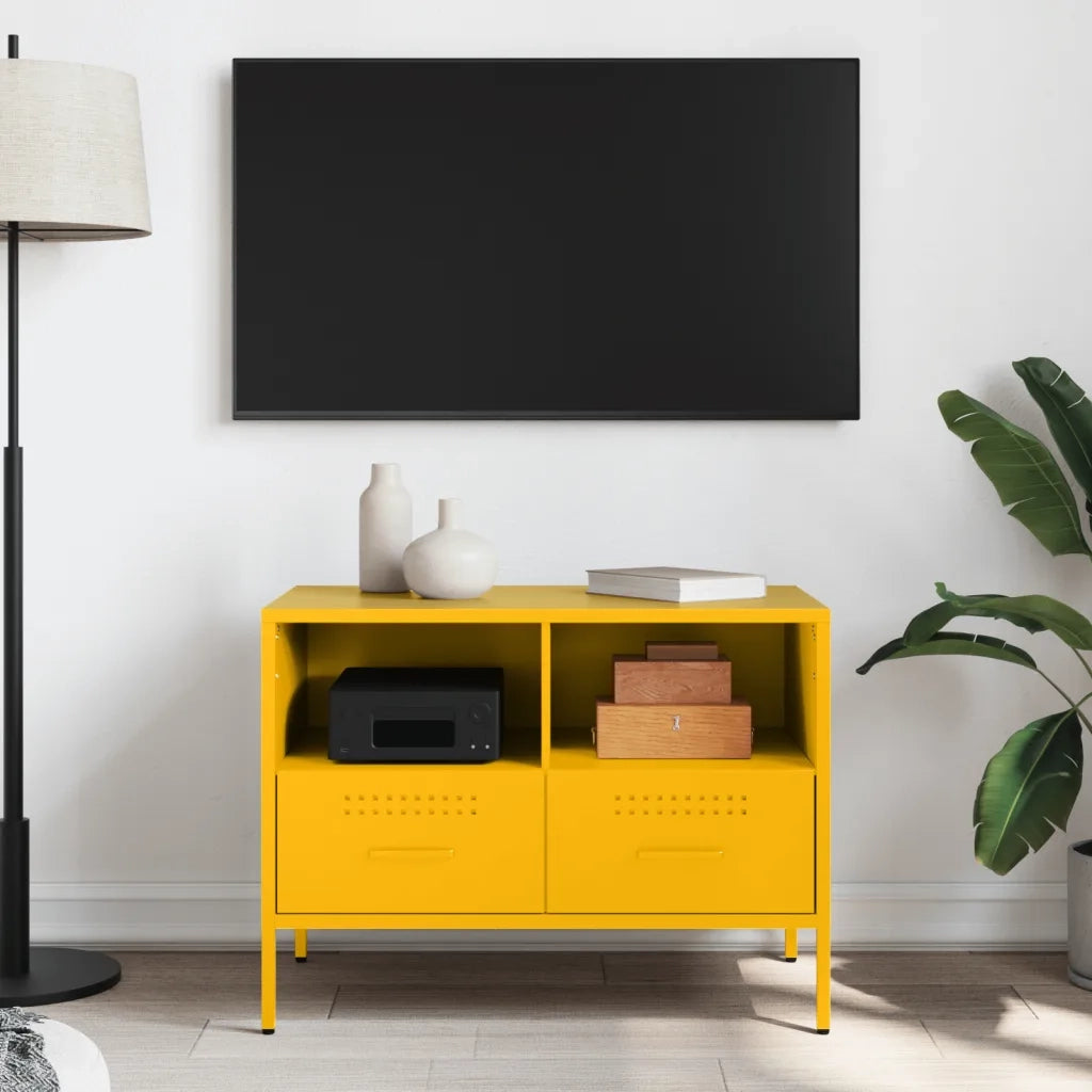Mobile TV Giallo Senape 68x39x50,5 cm in Acciaio 843048