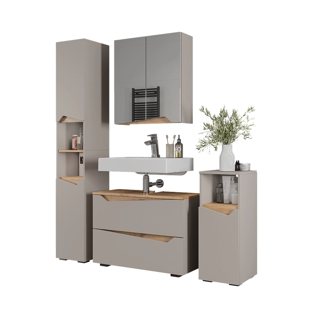 Vicco Set di mobili da bagno Greige/Artigianale 4 parti