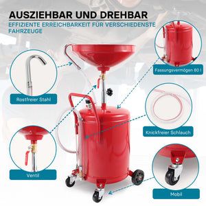 Recuperatore olio esausto 80 litri altezza regolabile 122-168cm Raccoglitore olio esausto